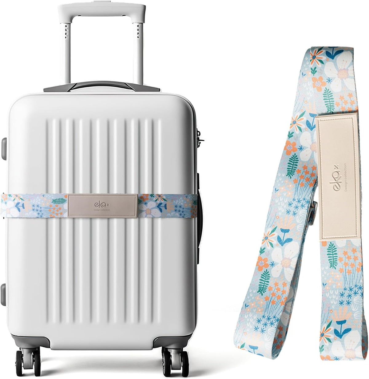 Luggage Straps for Suitcases,Adjustable Luggage Elastic Belt, Travel Essentials for Airport,Station, Vibrant Designs, (Aquatic Orchid)