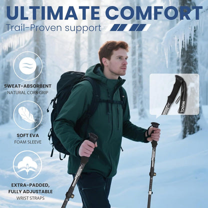 Collapsible Hiking Poles, 7075 Aluminum Trekking Poles, 2pc Lightweight Folding Adjustable for Men & Women, Walking Sticks for Hiking, Camping, Backpacking