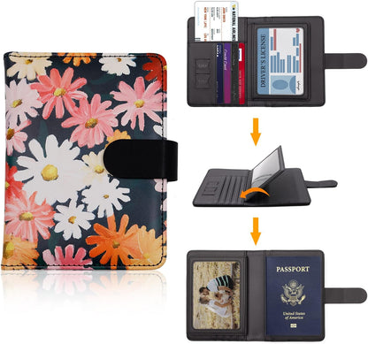 Melsbrinna Rfid Passport Holder for Travel women/Men, Cute Passport Wallet Rfid Blocking Card Slots, Rfid Passport Cover/CaseTravel Wallet, Passport Book Holder (1, Black1)
