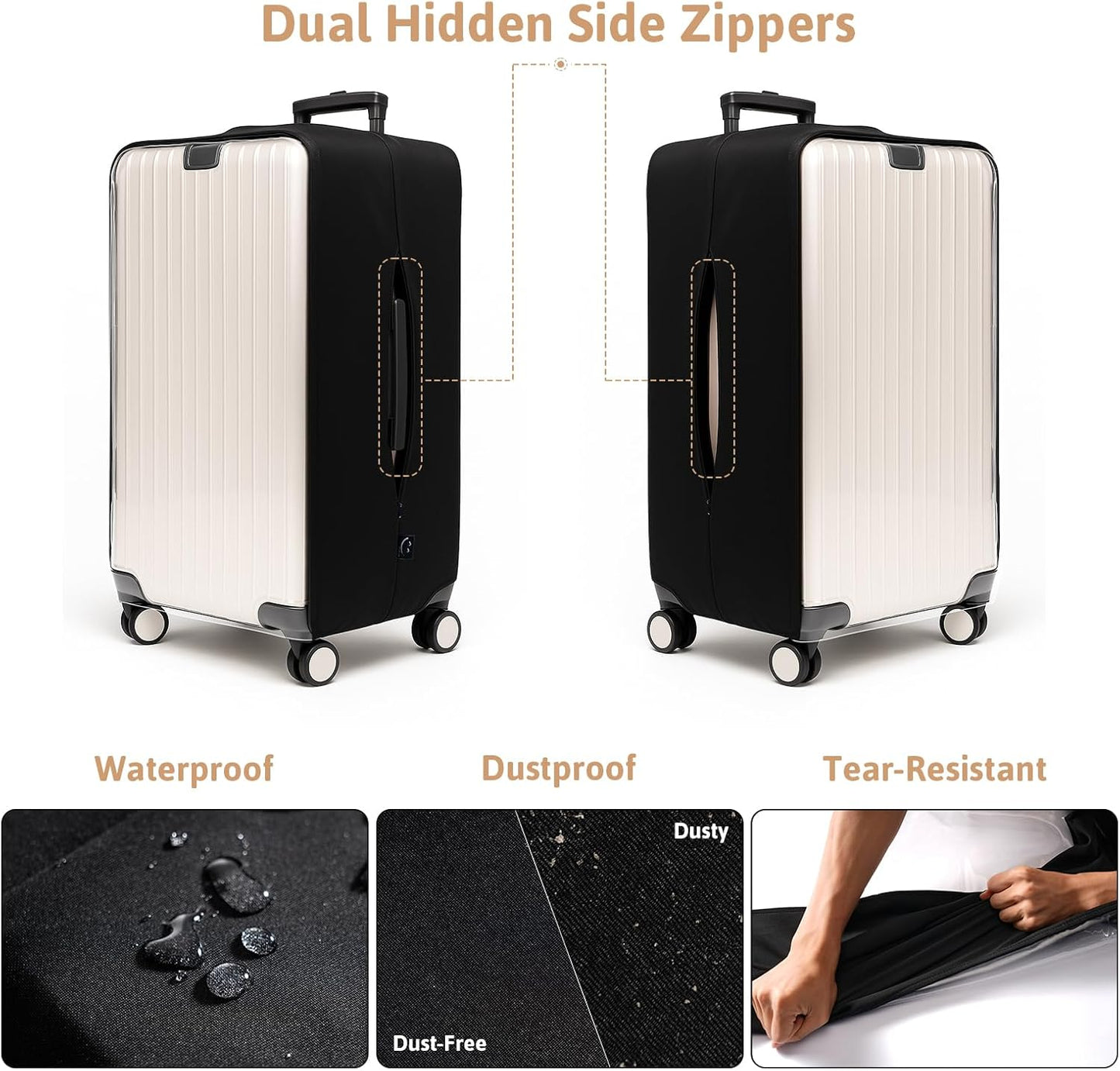 OrgaWise Clear Luggage Cover, For Suitcase Tsa Approved Transparent TPU Suitcase Cover Protector Fit 20-22 Inch Luggage