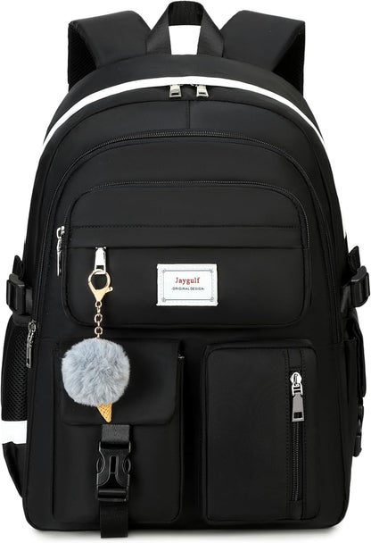 Girls Backpack Stylish Schoolbag Set for College or High Student Laptop Backpack for Women Black