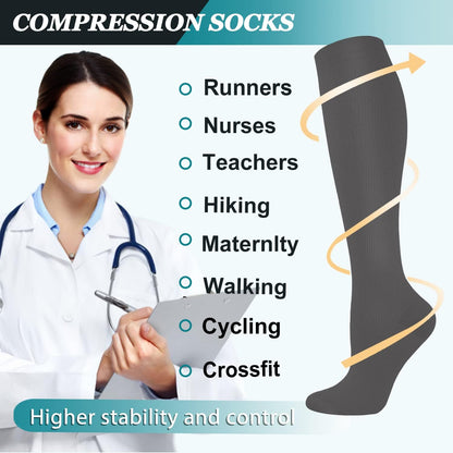 ACTINPUT 8 Pairs Compression Socks for Women & Men,Support Compression Stockings for Medical Running Athletic
