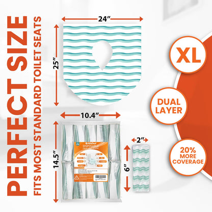20 Extra Large Toilet Seat Covers Disposable for Kids & Adults-Toilet Covers Disposable for Travel-Toddler Toilet Seat Cover Liners for Potty Training-Individually Wrapped-Waterproof (Green)