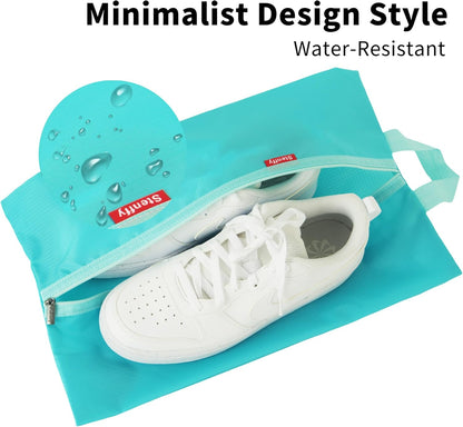 6pcs Portable Shoe Organizer, Travel Pouches with Zipper, Golf Shoe Bags, Clothes Bags, Soccer Cleats Bag Shoe Pouch for Gym, Waterproof, Odor-Resistant (Blue)