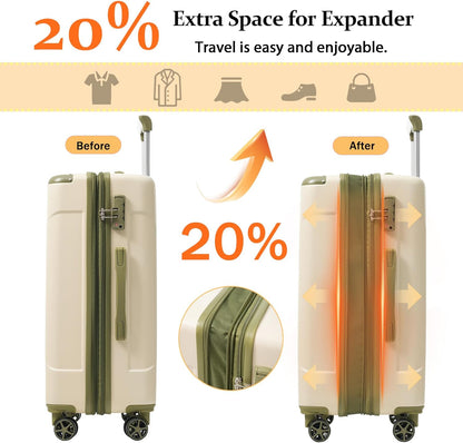 Merax Luggage Set 3 Piece Hardshell Suitcases with Spinner Wheels, TSA Lock, Lightweight Travel Luggage 20" Carry On 24" 28" Expandable Checked for Family Trips