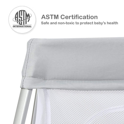 BABY JOY 2 in 1 Travel Crib with Side Zipper, Portable Baby Playard with Soft Washable Mattress, Installation-Free Home Playard with Carry Bag for Airplane, Lightweight Playpen for Infants &Toddlers