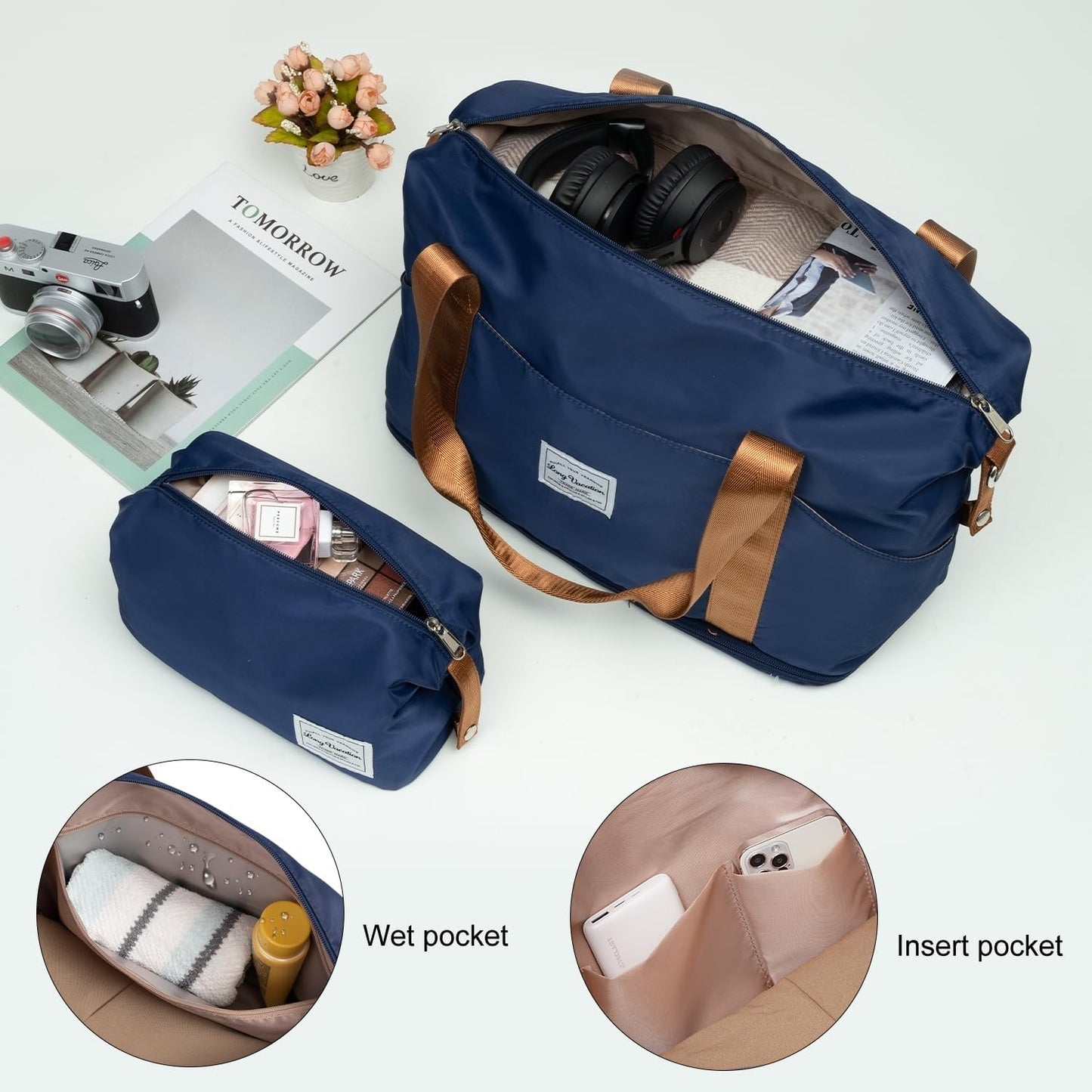 LONG VACATION 3 Piece Carry On Luggage 20 Inch Suitcase with Spinner Wheels, ABS+PC Hardshell Suitcase set with TSA Lock & YKK Zipper