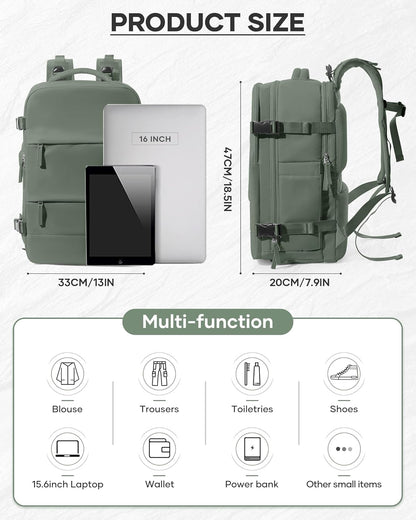 Vacuum Backpack Travel With Pump,Mochila De Viaje Compresion Al Vacio,Personal Item Travel Backpack With Vacuum System,Large Carry On Vacpack Backpacks For Women Men,Olive Green