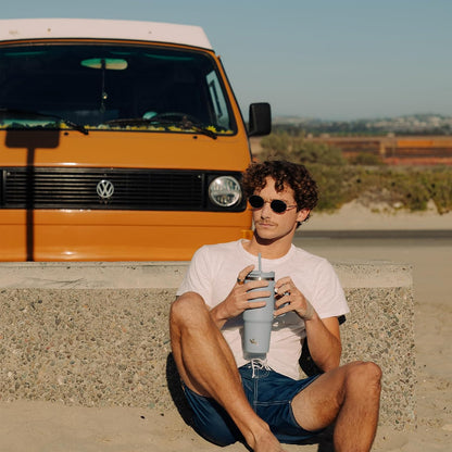 40 oz Tumbler with Handle and 2 Straws,2 in 1 Lid Insulated Water Bottle Stainless Steel Travel Coffee Mug,Lavender