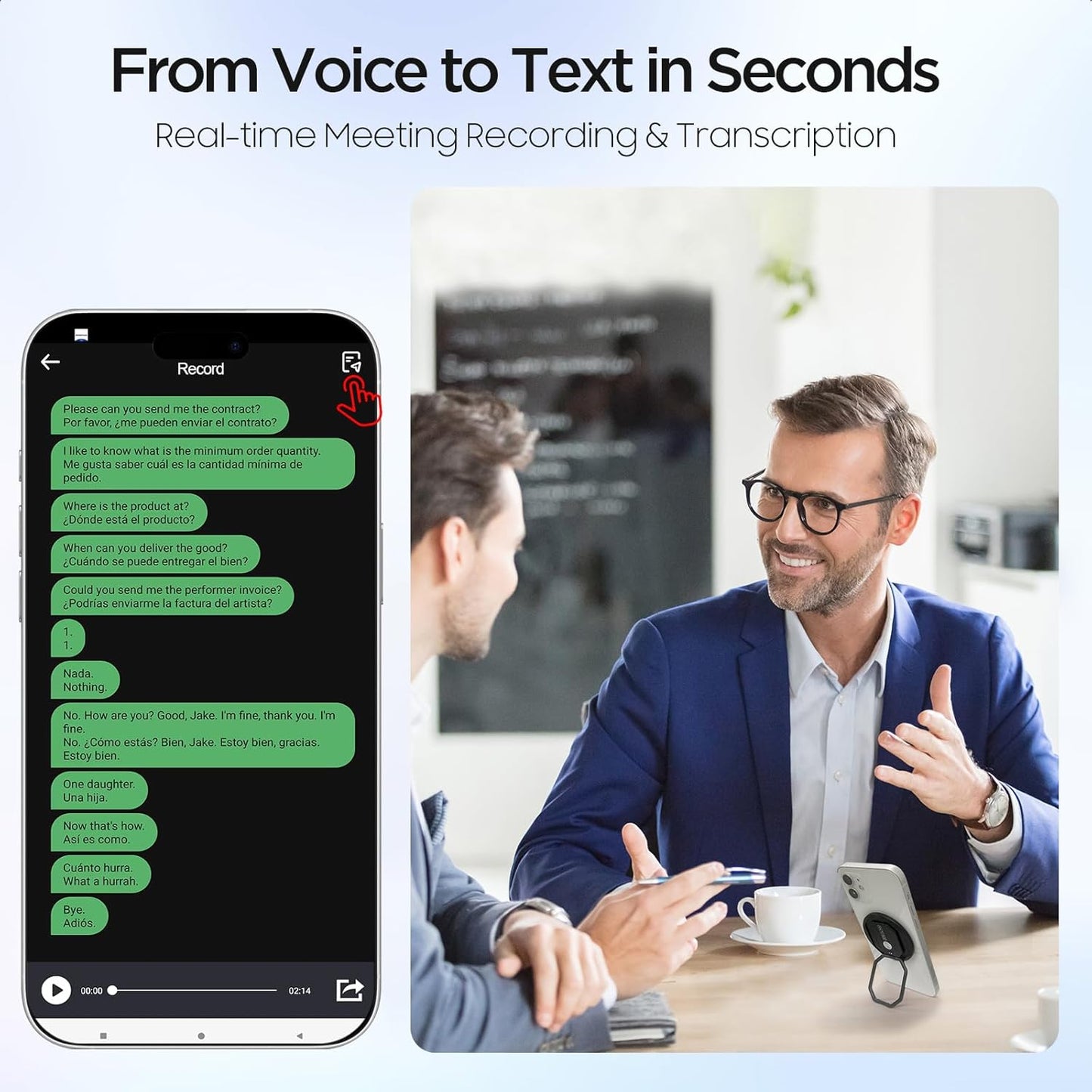 3-in-1 AI Translator Recorder, Language Translator Device, NO FEE for Translate & Transcribe, 140+ Language Translator, Online/Offline/Video/Photo Translation for Meeting Lecture Travel (Version 2)