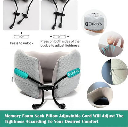 GOLDORANGE Neck Pillows for Travel Memory Foam Airplane Pillow Neck Head - Image 3