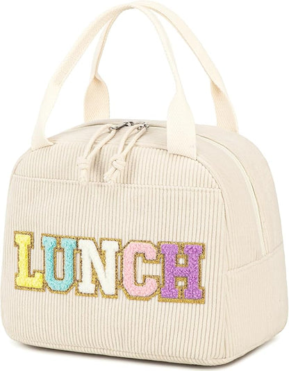 Bluboon Lunch Bag for Women Men Cute Corduroy Lunch Tote Bags Reusable by BLUBOON