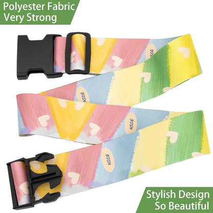 Painting Luggage Straps for Suitcases, Adjustable Luggage Travel Belts to Keep Luggage Security While Travel, Strong Polyester Fabric, Easy-to-Recognize Stylish Design Travel Accessories, 2 Pack