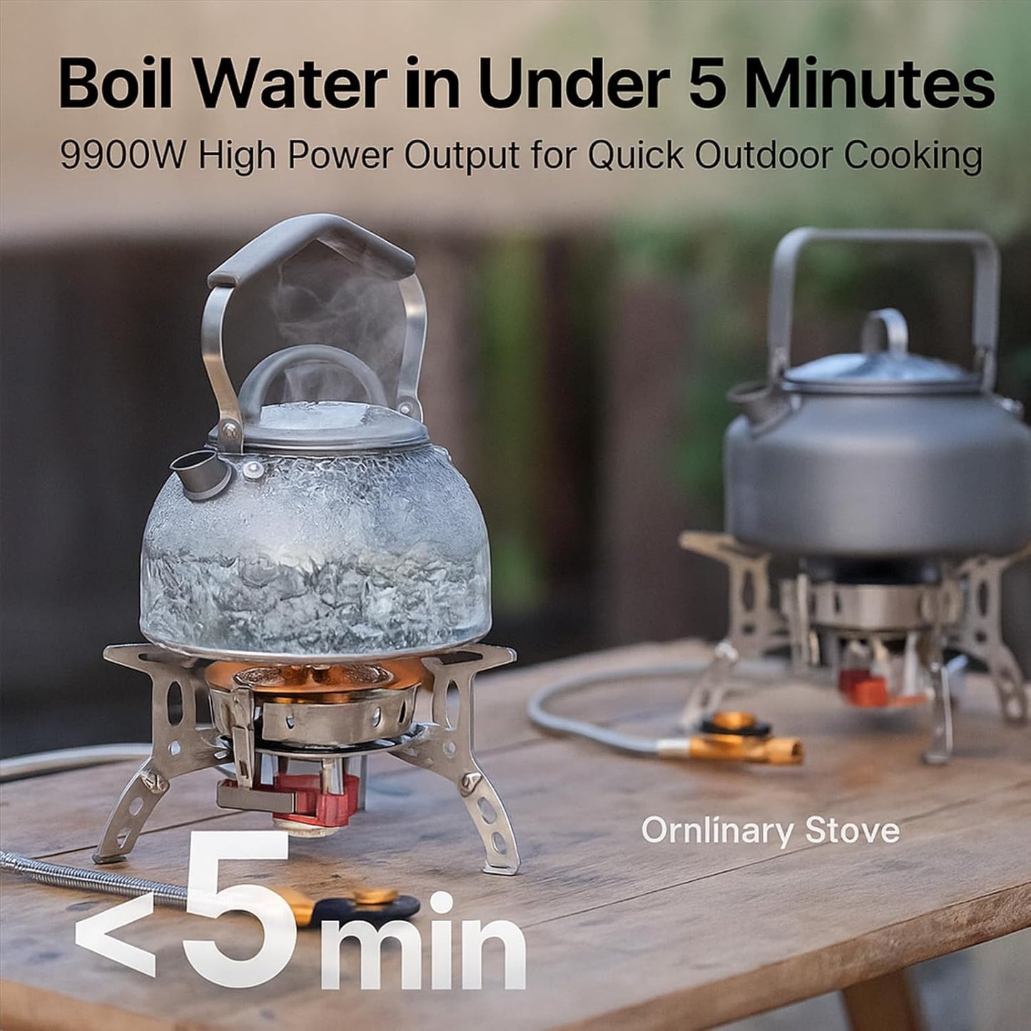 Windproof Camping Stove, Portable Camping Stove with Piezo Ignition, Collapsible Design with Carrying Casefor Outdoor Hiking, Backpacking, Picnic & Emergency Cooking (5200W)