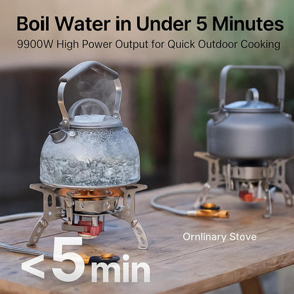 Windproof Camping Stove, Portable Camping Stove with Piezo Ignition, Collapsible Design with Carrying Casefor Outdoor Hiking, Backpacking, Picnic & Emergency Cooking (9900W)