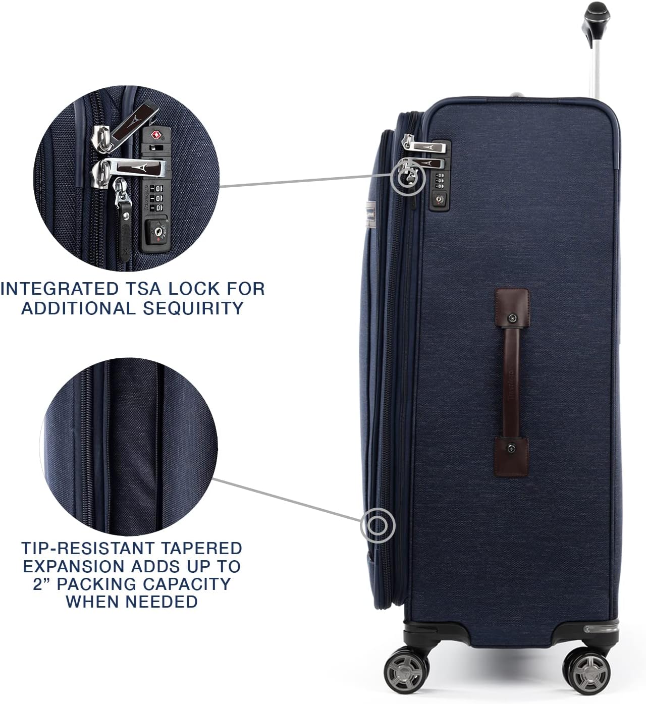 Travelpro Platinum Elite Softside Expandable Checked Luggage, 8 Wheel Spinner Large Suitcase, TSA Lock, Men and Women, True Navy Blue, Checked Large 29-Inch