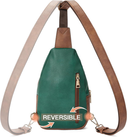 Telena Small Sling Bag for Women Leather Crossbody Fanny Packs Chest Bag for Women