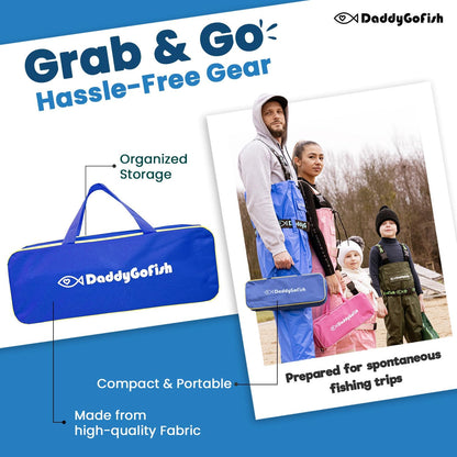 DaddyGoFish Kids Fishing Pole - Rod Reel Combo Tackle Box Starter Set - First Year Small Gear Kit for Boys Girls Toddler Youth Age Beginner Little Children