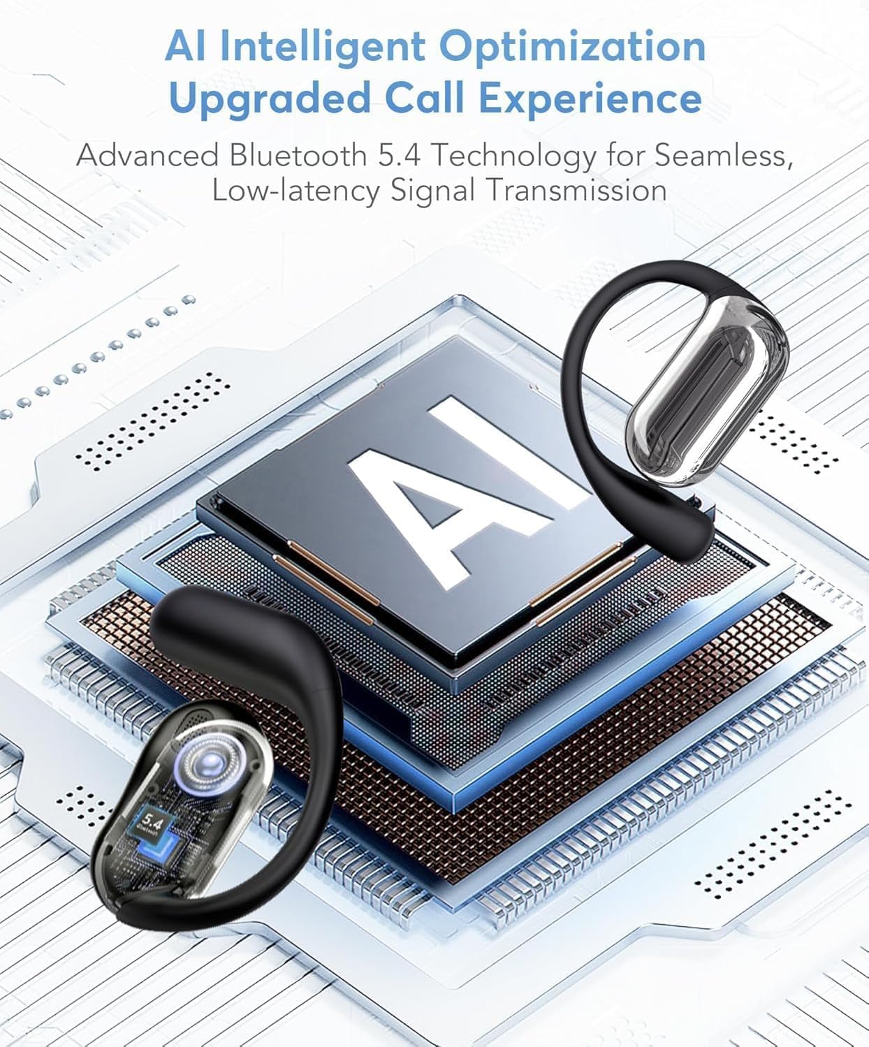 AI Translation Earbuds Real-Time, 144 Languages & Accents,4-in-1 Open Ear Wireless Earbuds with Charging Case, Compatible with iOS & Android, Ideal for Travel, Business, Learning,Black