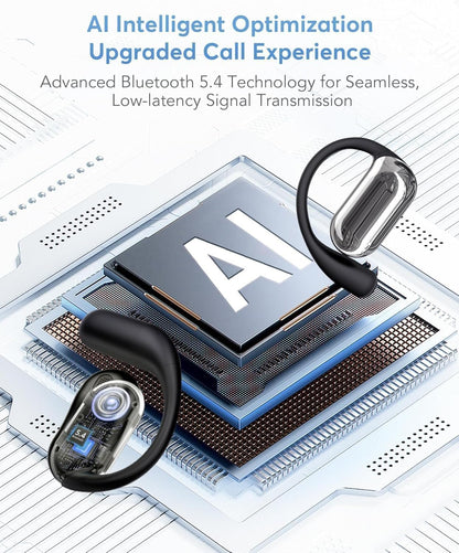 AI Translation Earbuds Real-Time, 144 Languages & Accents,4-in-1 Open Ear Wireless Earbuds with Charging Case, Compatible with iOS & Android, Ideal for Travel, Business, Learning,Black