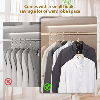 VWV 10P Gold Hanger, 15.35 Inch Fashion Metal Folding Clothes Hanger, Lightweight and Sturdy Folding Clothes Hanger Perfect for Hotels, Traveling, Camping, etc.