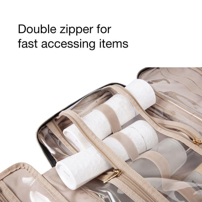 BAGSMART Toiletry Bag Travel Bag with Hanging Hook, Water-resistant Makeup Cosmetic Bag Travel Organizer for Accessories, Shampoo, Full-size Container, Toiletries (Dirty purple, Medium)