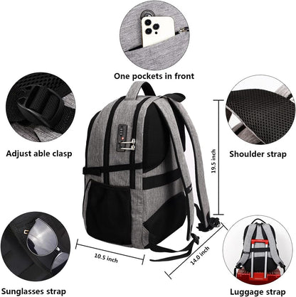 SHRRADOO Anti Theft Laptop Backpack Travel Backpacks with usb Charging Port for Women Men High School College Backpack Computer Bag Fits 17 Inch Laptop,Black