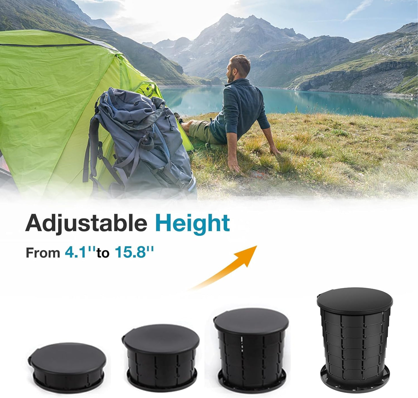 TRIPTIPS Upgrade Retractable Portable Toilet Travel Toilet Adjustable Height Camping Toilet Portable Potty for Adults Kids, Foldable Portable Toilet for Camping/Car