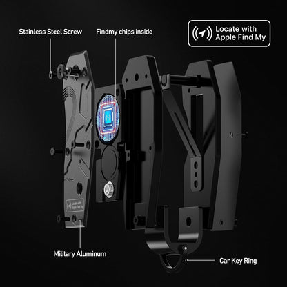 Air Keychain, Key Organizer Works with Apple Find My, Built-in airtag Chips, Holds 2-6 Keys, Car Key Chains with GPS Tracker, Key Finder, Minimalist Key Holder for Men and Women, (iOS Only) (Black)