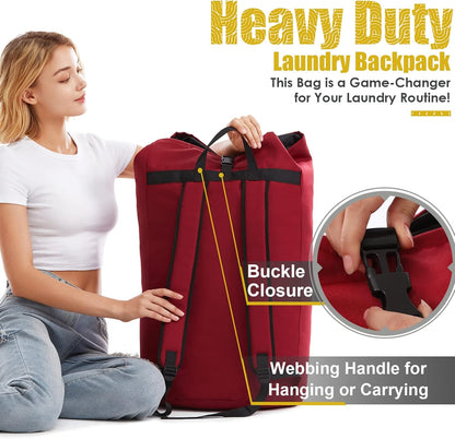 Extra Large Laundry Bag 115L, College Dorm Room essentials, Laundry Backpack Bag for College, Red Laundry Bag Backpack, Heavy Duty Laundromat Bags, Portable Laundry Duffle Bag for Camping, Apartment