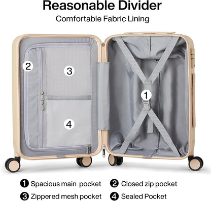 Hanke 28 Inch Luggage Large Suitcase with Spinner Wheels Tsa Luggage Hard Case Suitcases for Women Men Rolling Checked Luggage(Cuba Sand)