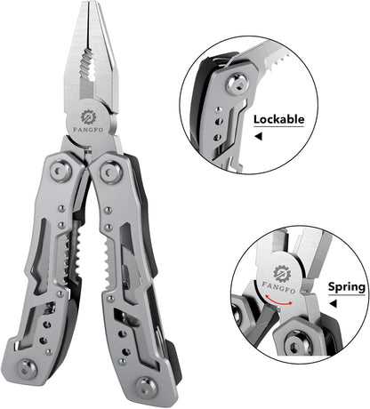 14-In-1 Multitool Pliers，Premium Portable Multi Tool ，with Safety Locking Professional Stainless Steel Multitool Pliers Pocket Knife,Apply to Survival, Camping, Gifts for Dad Husband Boyfriend