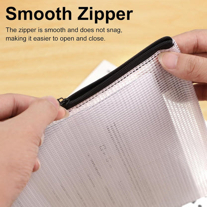 25pcs Multisize Mesh Zipper Pouch Bags, Waterproof Zipper Bag, 8 Sizes Waterproof Plastic Document Pouch, Bags for Travel Storage, Office Supply and Home Organize