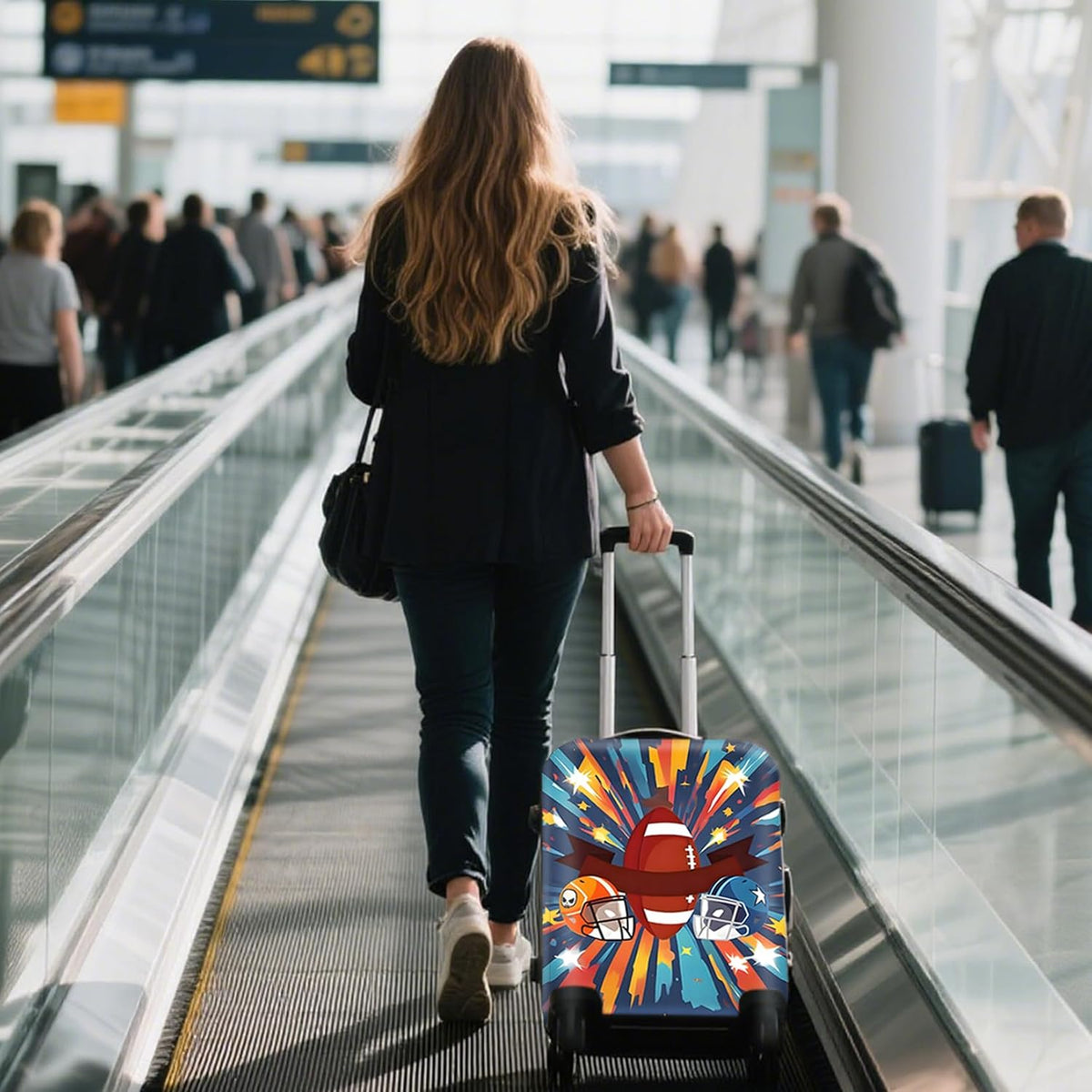 WUJIAONIAO Travel Luggage Cover Baggage Suitcase Cover Protector Skins 18-32 Inch (Rugby, L (for 25-28 inch luggage))