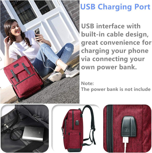 HFSX Vintage Backpack Anti Theft Laptop Backpack Men Women Business Travel Computer Backpack College Bookbag Stylish Water Resistant Vintage Backpack with USB Port Fits 15.6 Inch Laptop