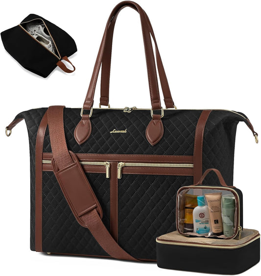 LOVEVOOK 4-in-1 Travel Weekender for Women - Duffle With Shoes Compartment, Carry On Overnight Tote, Toiletry Bag & Wet Pocket - Large Hospital Bag for Labor and Delivery