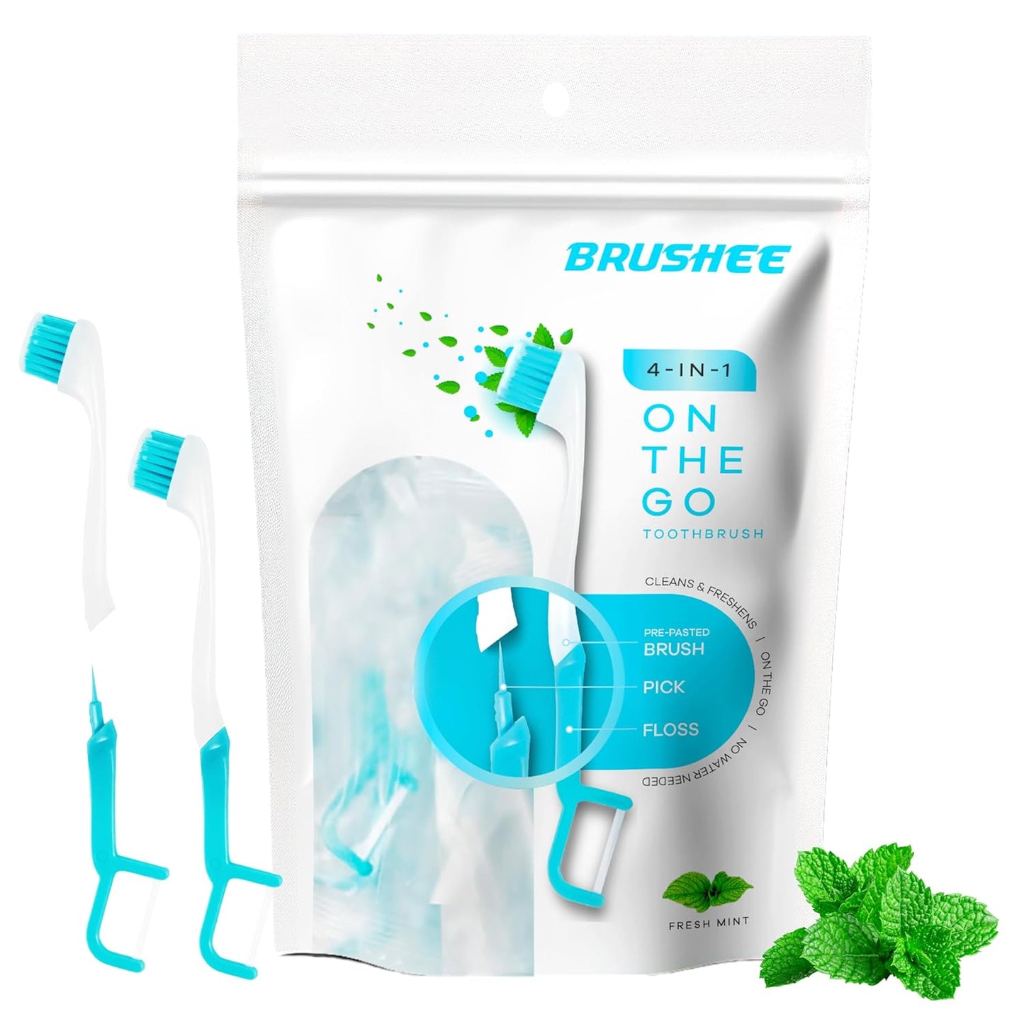 The Evolution of Oral Care | 4-in-1 Tool (Paste + Brush + Floss + Pick) | Individually Wrapped | Disposable | Prepasted Travel Toothbrushes | Small Adult Toothbrush - (3-Pack)