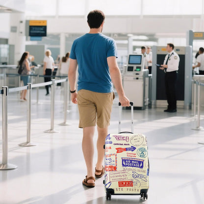 WUJIAONIAO Travel Luggage Cover Baggage Suitcase Cover Protector Skins 18-32 Inch (Stamp pattern A13, XL (for 29-32 inch luggage))