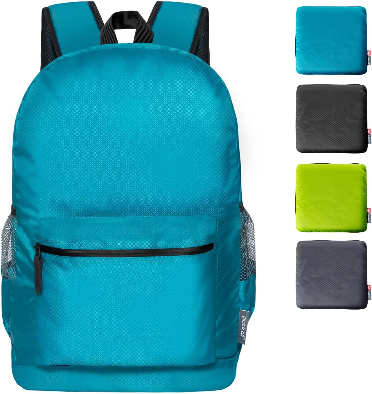 pack all 20L Lightweight Packable Backpack, Water Resistant Foldable Backpack, Travel Hiking Daypack with Waterproof Zippers (Blue)