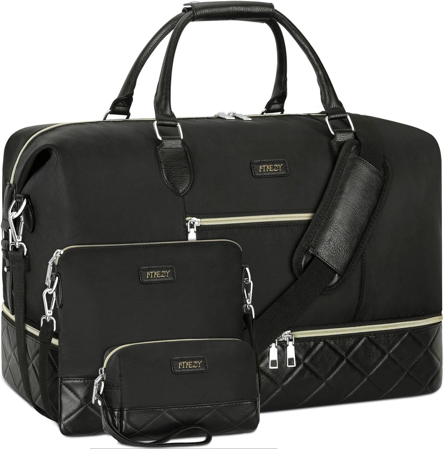 Weekender Bag for Women, Travel Duffel Bag Carry On Overnight Bag with Shoe Compartment Large Nylon Travel Weekend Tote Bag