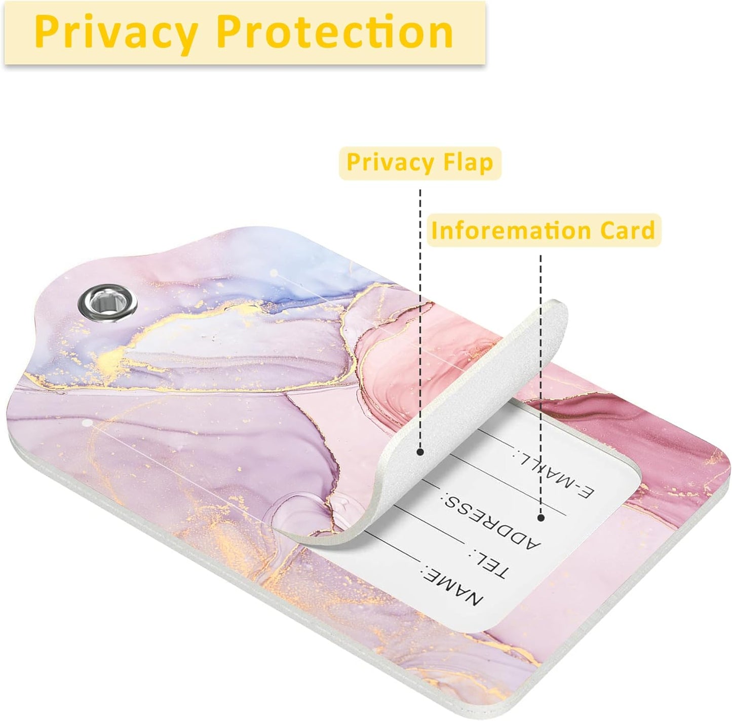 2 Pack Abstract Marble Luggage Tag for Suitcases Modern Art PU Leather Bag Travel Suitcase ID Identifier Baggage Tags for Women Men Travel