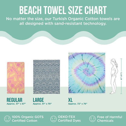 Sand Cloud Turkish Beach Towel - 100% Organic Cotton Turkish Bath Towels - Ultra Soft, Sand Free & Quick Dry Towel for Beach, Pool, or Picnic - As Seen on Shark Tank - Boho Geo Sunset