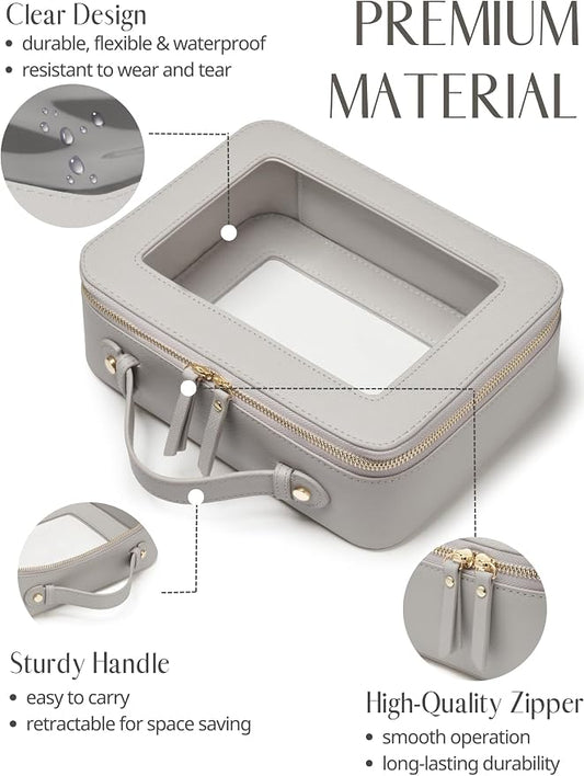 Popvibe Clear Makeup Bag Travel Cosmetic Case Transparent Toiletry Bag - Image 2