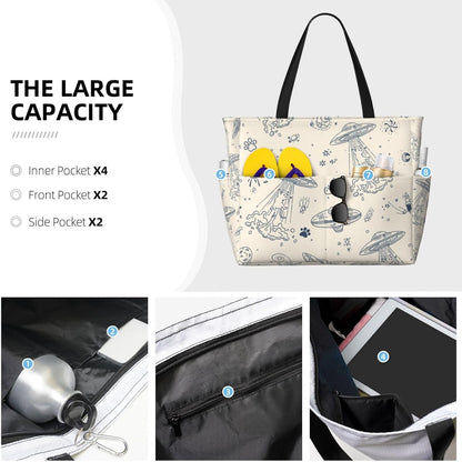 Beach Bag for Women Beach Tote Bag Waterproof Sandproof Large Bags with Zipper Big Capacity for Vacation Travel