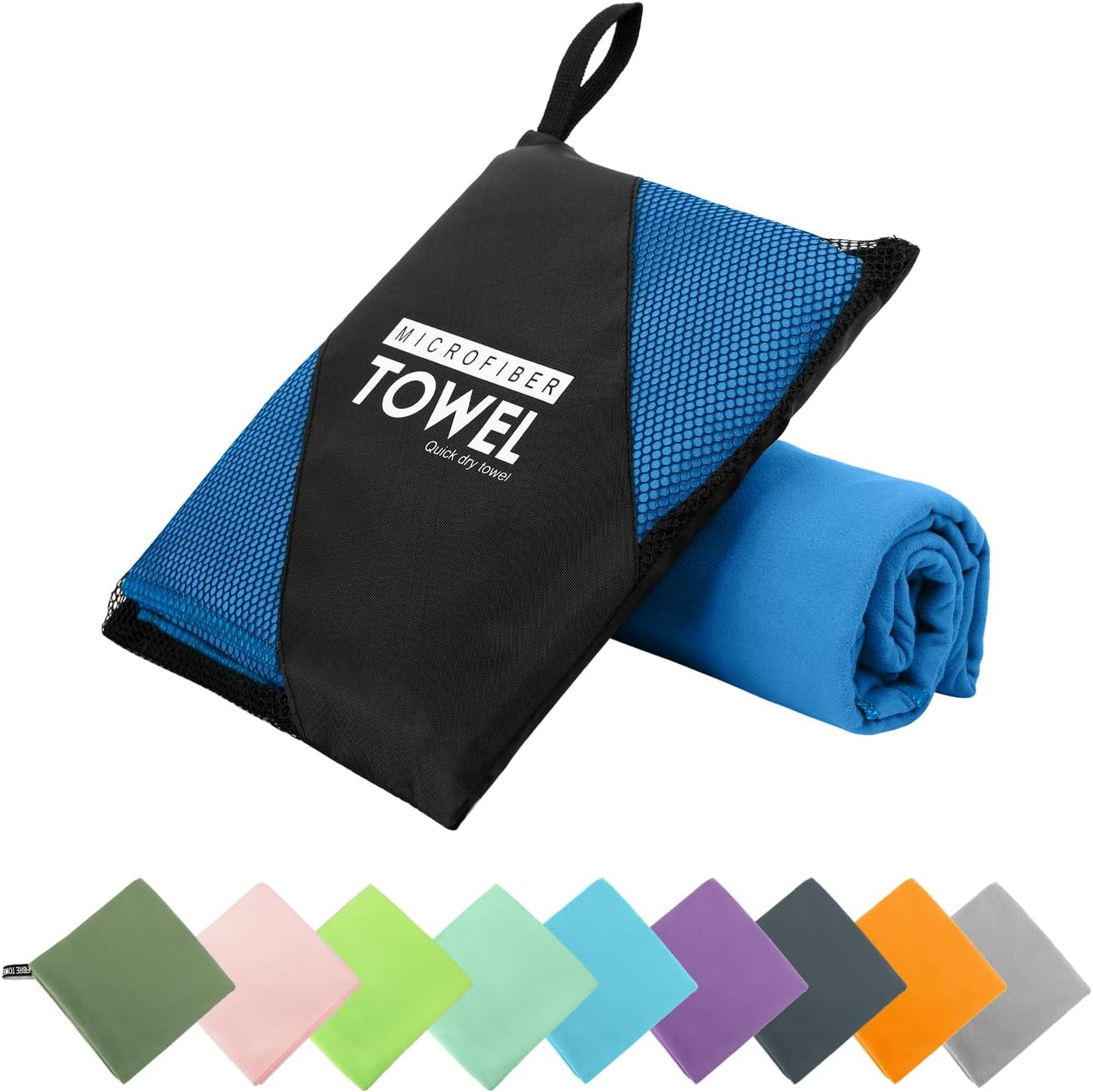 Microfiber Travel Towel, Soft Lightweight Quick Dry Towel, Super Absorbent Compact Travel & Sports & Beach Towels for Camping, Backpack, Gym, Swimming, Yoga, Hiking (XS:12"×24" -Blue)