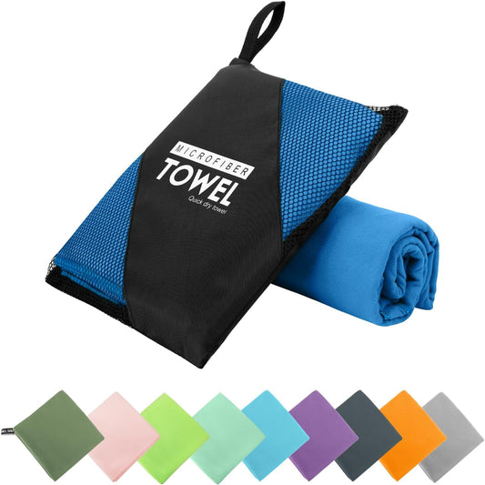 Microfiber Travel Towel, Soft Lightweight Quick Dry Towel, Super Absorbent Compact Travel & Sports & Beach Towels for Camping, Backpack, Gym, Swimming, Yoga, Hiking (M:20"×40" -Blue)