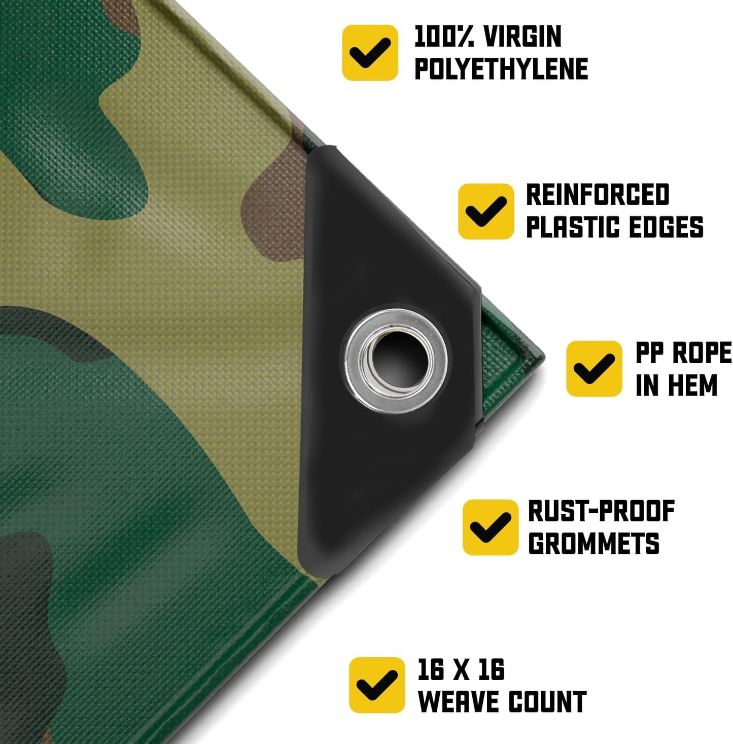 Core Tarps Extreme Heavy Duty 20 Mil Tarp Cover, Waterproof, UV Resistant, Rip and Tear Proof, Poly Tarpaulin with Reinforced Edges for Roof, Camping, Patio, Pool, Boat (Camouflage/Green 30′ X 60′)