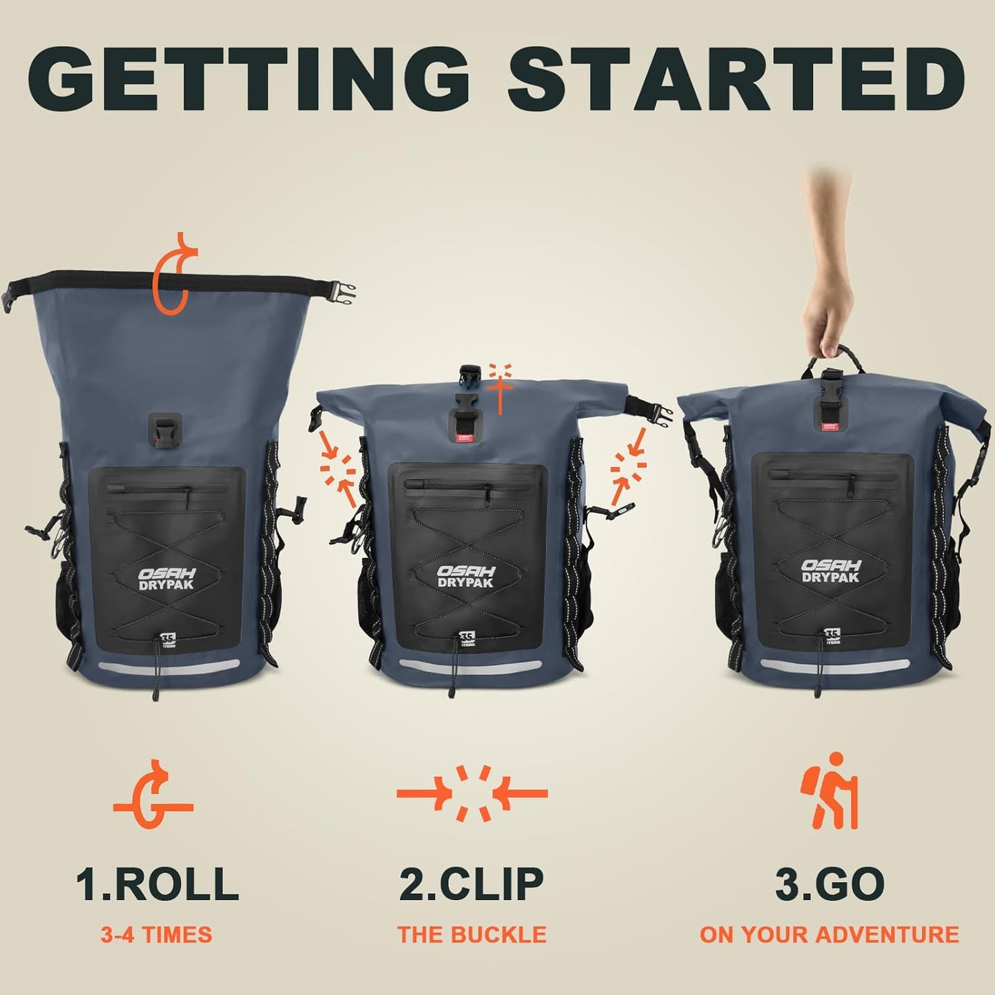 Waterproof Backpack Dry Bag 35L/55L/85L – Heavy Duty Roll-Top Hiking Backpack Sack Keeps Gear Dry for Travel, Kayaking, Boating, Camping, Rafting and Fishing