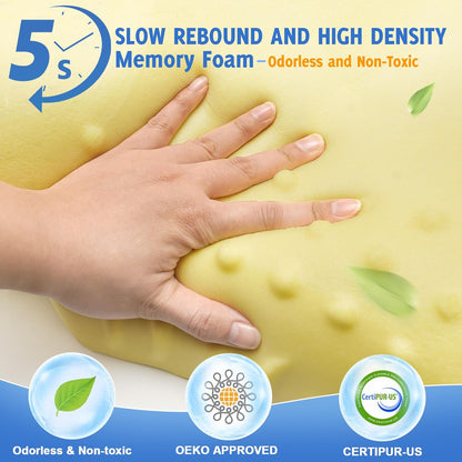 Cervical Neck Pillows for Side Sleeper - Memory Foam Neck Pillows for Pain Relief Contour Ergonomic Neck Support - Adjustable Orthopedic Bed Pillows with Breathable Pillowcase Queen Size