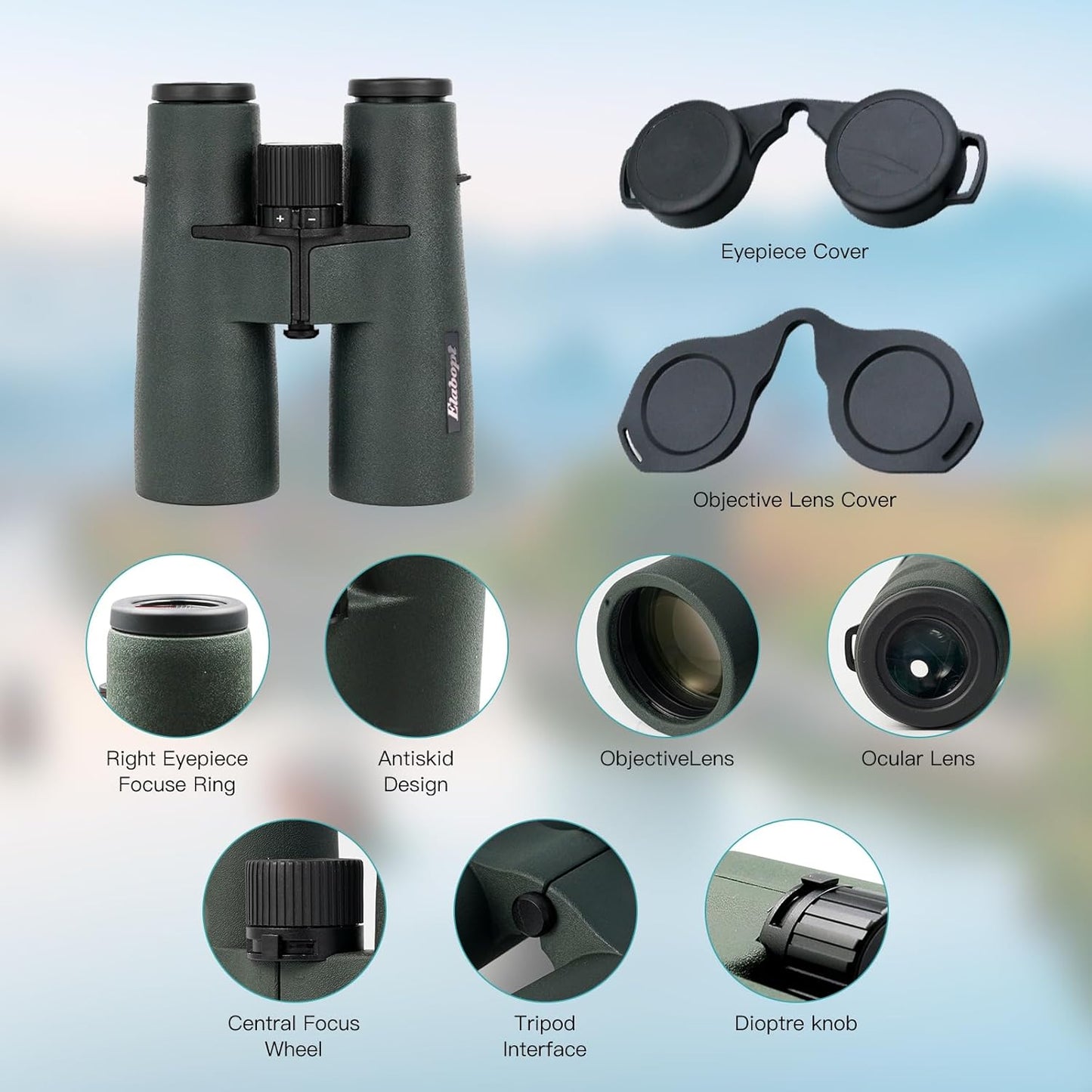 10x50ED Compact Binoculars for Adults – High-Powered BAK4 Prisms, Diamond White Coating, Waterproof & Fogproof, Rubber Armored – Ideal for Bird Watching, Hunting, Travel, Outdoor Sports